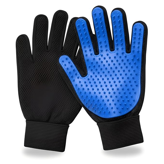 Heusom Silent Groom Pro Grooming Glove for Dogs, Cats, Rabbits & Horses | 2-in-1 Pet Brush & Deshedding Tool | Gentle Bathing & Cleaning for Long & Short Hair | Grooming Supplies for Pet Fur Control