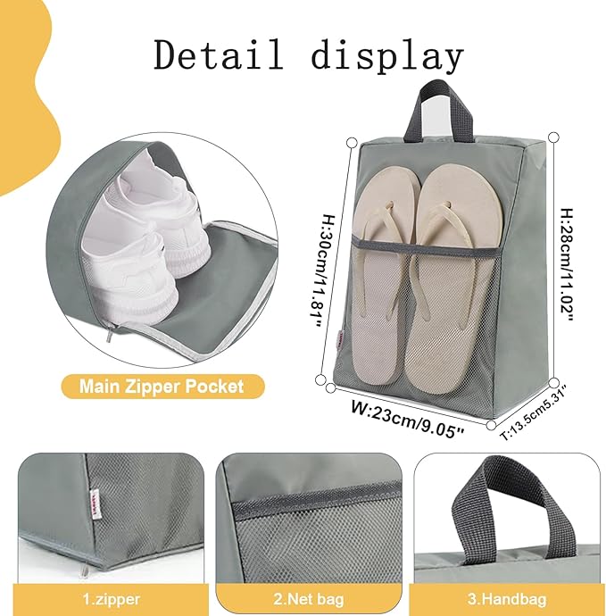 MOGARBRO Shoe Bags for Travel Storage Bag Organizer Bags Travel Accessories Must Haves Shoe Organizer Packing Cubes Beach Swim bag Daily Use Storage Travel Essentials Women Men Grey green