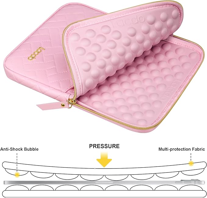 Lacdo Tablet Sleeve Case for 13 inch iPad Pro M5 M4 2025-2024, 13 inch iPad Air M3 M2 2025-2024, 12.9 inch iPad Pro 6 5 4 3 with Magic Keyboard and Smart Keyboard Folio Protective Bag, Sakura Pink