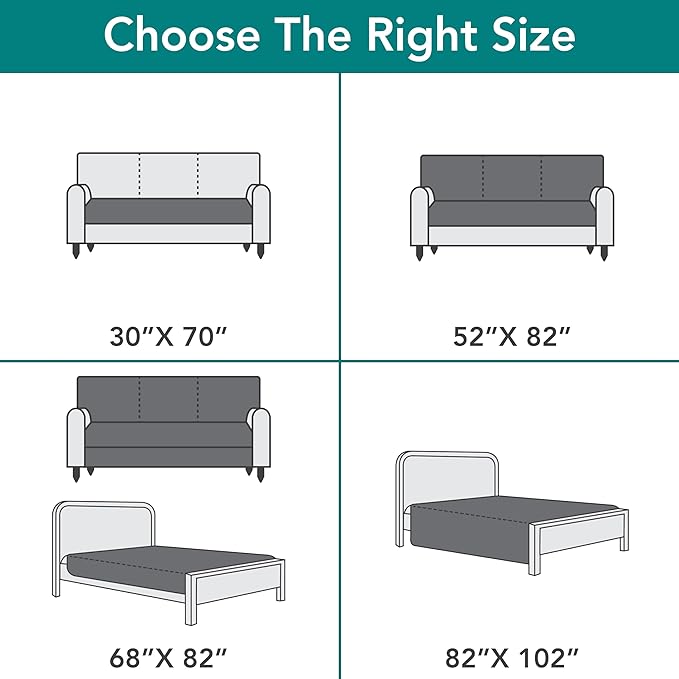 PetAmi Waterproof Bed Cover for Dogs, Pet Blanket Couch Cover, Reversible Furniture Cover Sofa Protector for Pet Cat Bed, Washable Dog Blanket for Seat, 68x82 Light Gray