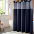 River Dream Navy Blue Fabric Shower Curtain Set, Cotton Blend, Waffle Weave, with Snap in Replacement Liner，71 x 74 inches