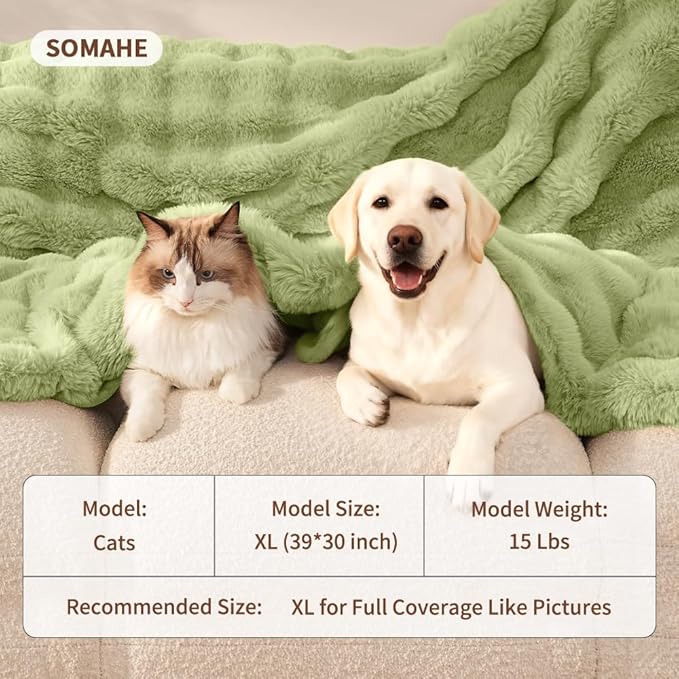 Dog Blanket Ultra Soft Fuzzy Faux Fur Cat Blankets for Indoor Cats Ultra Soft Plush Faux Fur Machine Washable Reversible Pet Throw Protector for Couch Furniture Large 39"X 30" Fruit Green