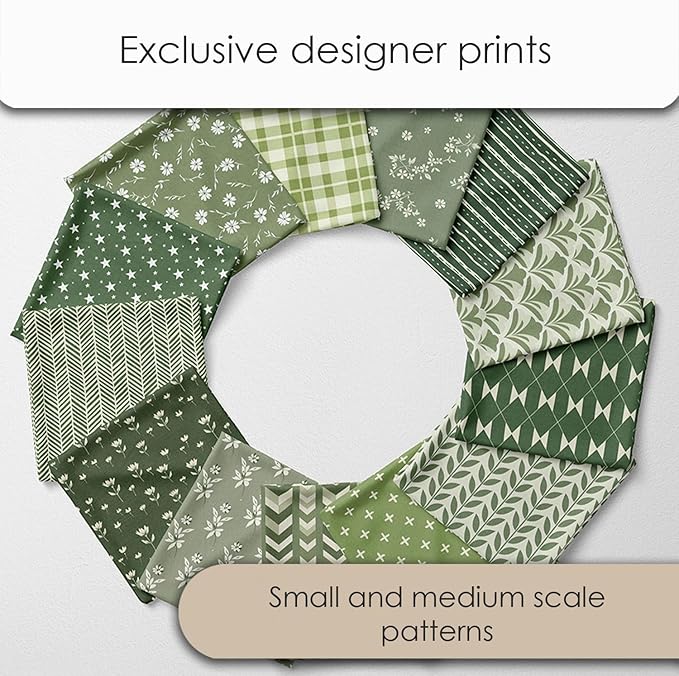 Cotton Satin Patchwork Fabric Panel – 35 Designs, 20×20 cm Squares, Single Piece 150×110 cm, Green Patchwork Quilt Fabric (Olive Garden Patchwork Set, 35pcs 8x8 inch)