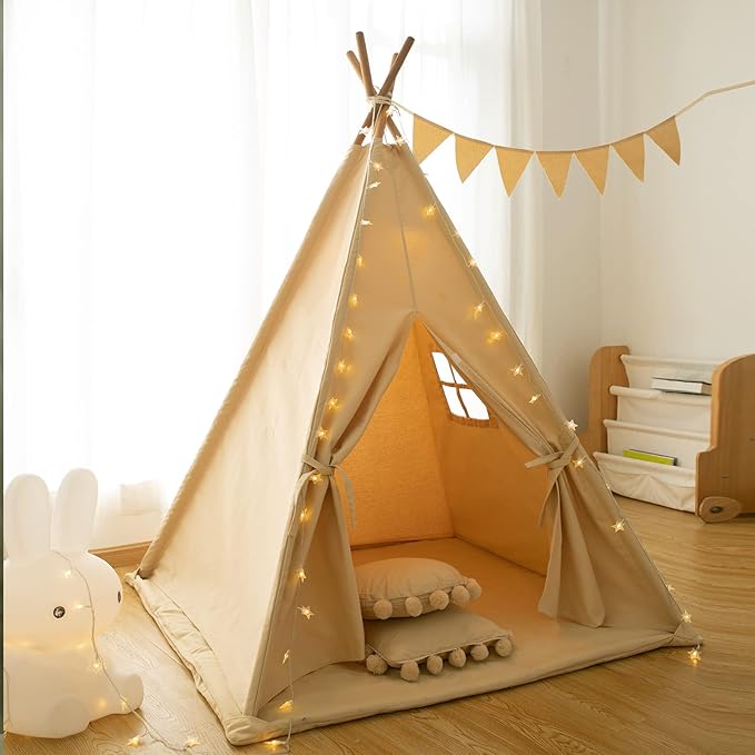 RongFa Teepee Tent for Kids-Portable Children Play Tent Indoor Outdoor (Khaki)