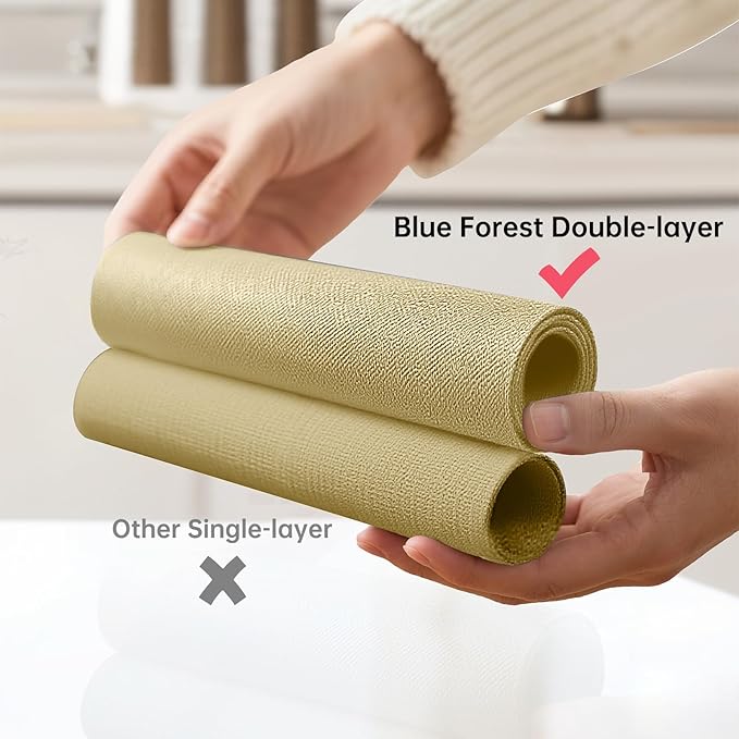 Blue Forest | Rectangular Faux Linen Placemats Set of 8 | Dual- Layered Thickened for Durability | Heat Resistant | Machine Washable | Wrinkle Free for Easy Care Indoor/Outdoor Use - Beige
