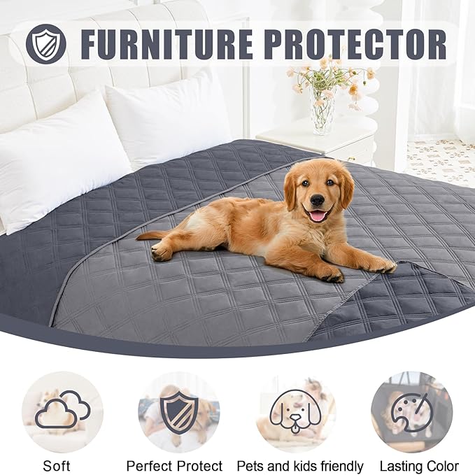 Smiry Waterproof Dog Bed Cover Blanket 40x50, Soft Reversible Pet Blanket, Washable Leakproof Cats Dogs Couch Cover for Sofa, Couch, Furniture, Lattice, Grey/Dark Grey