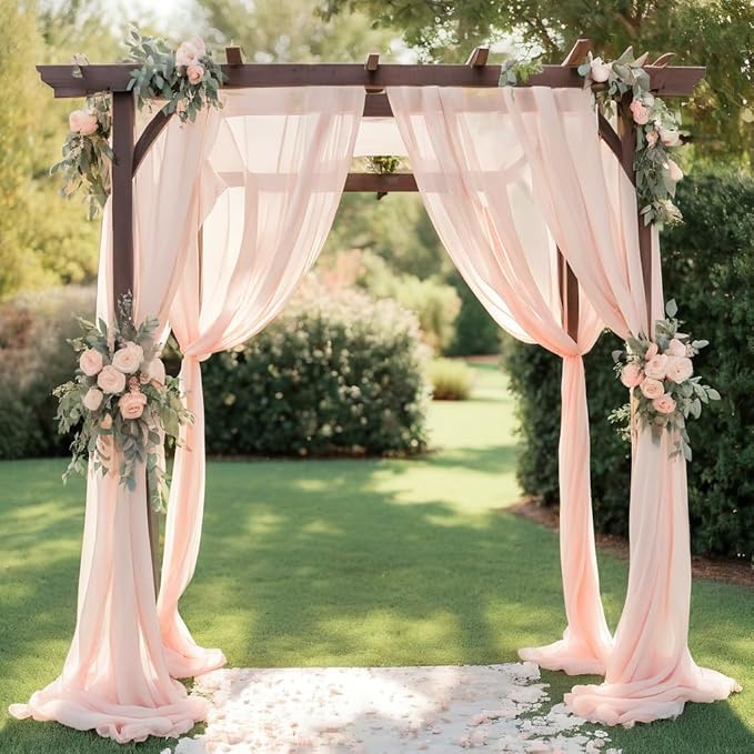Barcelonetta | Chiffon Fabric | Decoration, Drapery Fabric | Wedding, Gender Reveal, Baby Shower, Birthday | for Arbor, Arch, Canopy, Table and Chair Decoration (Blush, 10 Yards)
