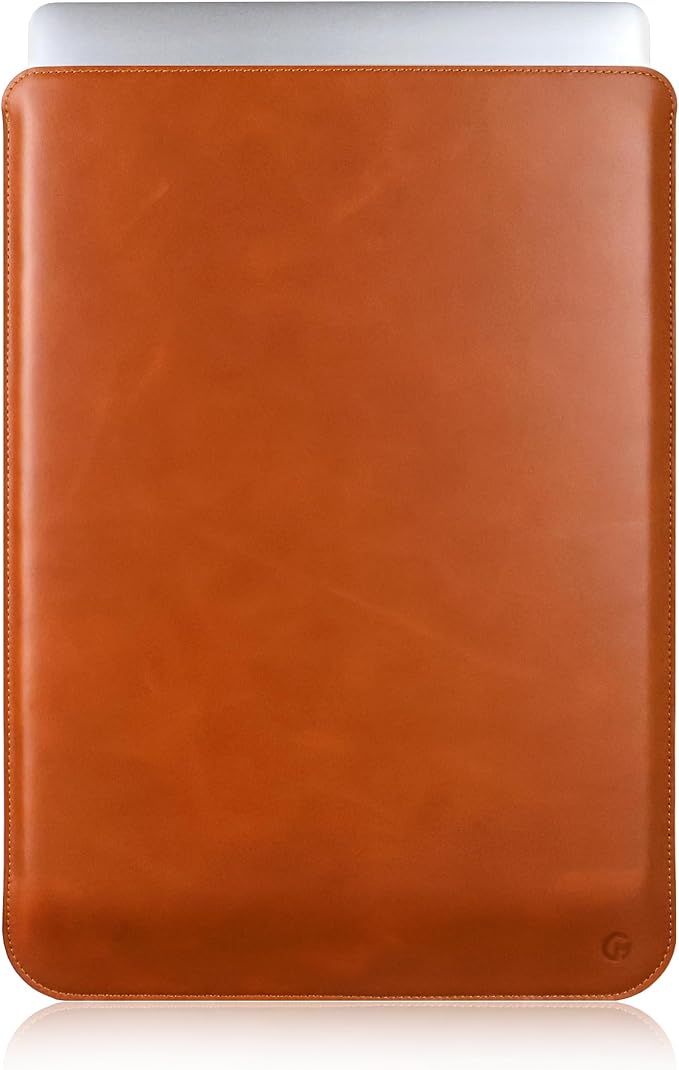 Casemade Real Leather Laptop Sleeve for MacBook Pro & Air Fits 13, 14, 15 & 16 Inch - Genuine Full Grain Leather with Soft Wool Lining (15 inch - Air M2/M3/M4)