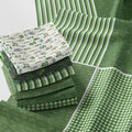 Patchwork Fabric Panel 100x155 cm, 100% Cotton Satin, 6 Coordinated Botanical & Gingham Patterns, Green Nature Quilting & Sewing Fabric (Fresh Herbs, 6pcs 50x50cm)