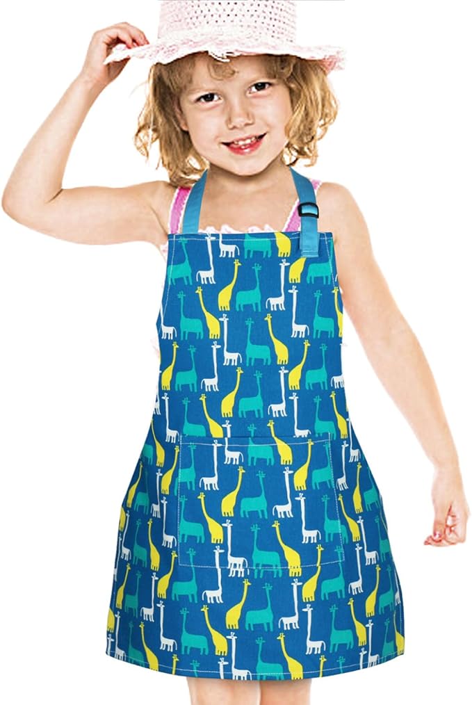 Jennice House Kids Aprons, Cotton Children Aprons with Adjustable Neck Strap Child Chef Aprons