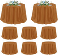 sancua Thanksgiving Round Tablecloth 120 Inch Diameter, 8 Pack Bronze, Circle Polyester Fabric Light Brown Fall Table Cloth Cover for Harvest Wedding Party Reception Banquet (Fit 48-96 Inch Tables)