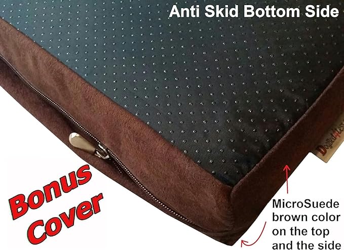 Dogbed4less Orthopedic Pet Bed with Memory Foam for Dogs, Waterproof Liner with Durable Nylon and Bonus Miscrosuede External Covers (Ballistic in Seal Brown, XL, 47" Length X 29" Width)