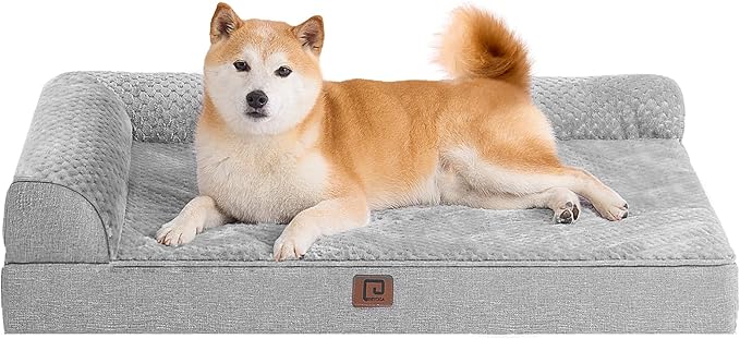 EHEYCIGA Memory Foam Dog Bed Large Size Dogs, Orthopedic Dog Bed Large with Washable Removable Cover, Waterproof Pet Sofa Couch with Nonskid Bottom, 36x27x6, Grey