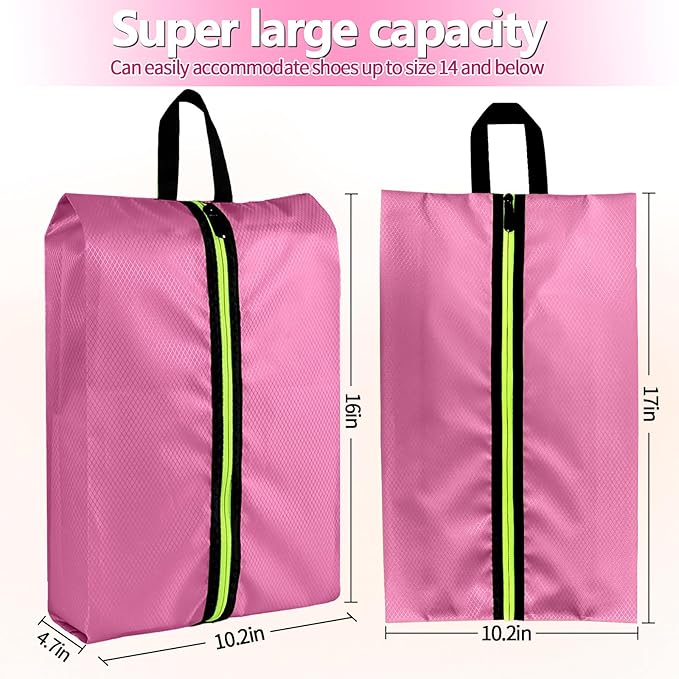 Eopres Shoe Bags for Travel - Set of 3 Pack Large Capacity Oxford Fabric Shoe Bags, Multi-Functional Dust-Proof and Waterproof Men & Women Travel Shoe Bag (Pink)