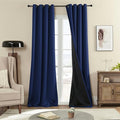 Rutterllow 100% Blackout Curtains 2 Panels, Full Shade 96 Inches Long Complete Drapes for Living Room, Thermal Insulated Bedroom Window Treatment Drapes (Navy Blue, 52x96 inch)