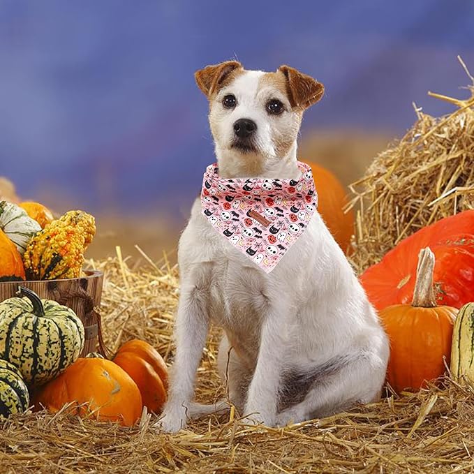 Elegant little tail Dog Bandana, Halloween Pumpkin Girl Boy Pet Bandanas for Small Medium Large Dogs Washable Square Puppy Scarf Adjustable Dog Kerchief