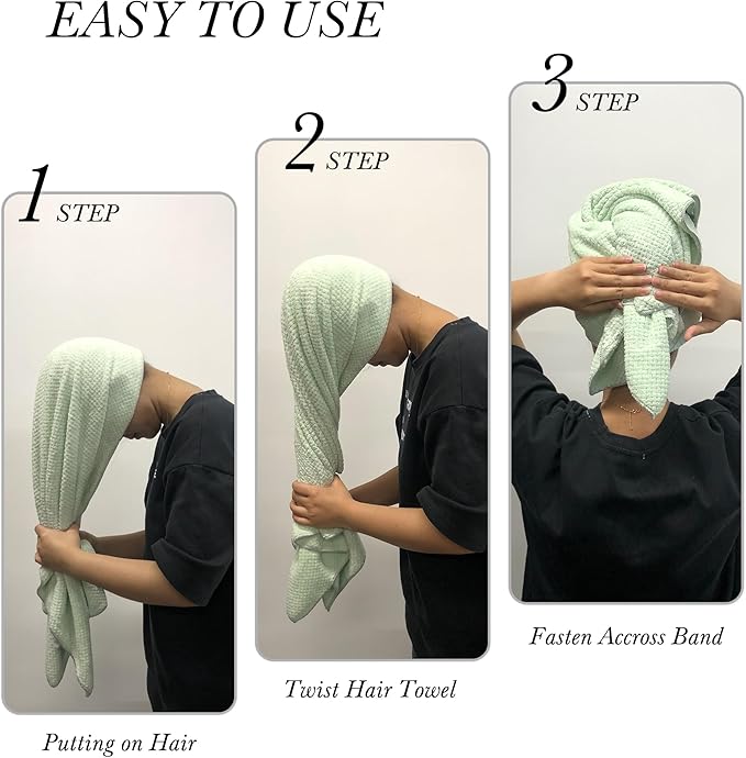 Chloven Large Microfiber Hair Towel Wrap for Women - Ultra Absorbent & Anti-Frizz Hair Drying Towel - Quick-Dry Hair Turbans Wrap Towels for Women Curly Hair - Multipurpose Bath Towel Alternative