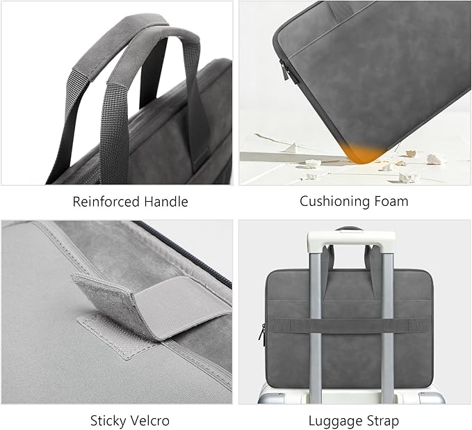 Lacdo 14 Inch Laptop Case Sleeve for HP Lenovo Dell ASUS Chromebook 14, HP Stream 14, Dell Inspiron 14/Latitude 14, Lenovo ThinkPad/IdeaPad 14, ASUS VivoBook 14 Protective Computer Bag, Dark Gray
