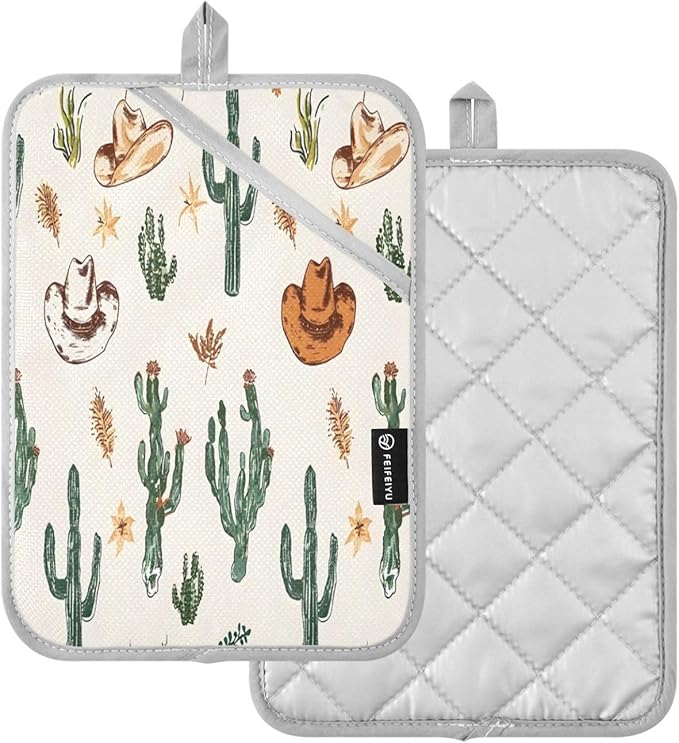 Pot Holders Set of 2 Cactus Hot Pads for Kitchen Heat Resistant Potholders Sets for Kitchen and Baking 7x9.8in