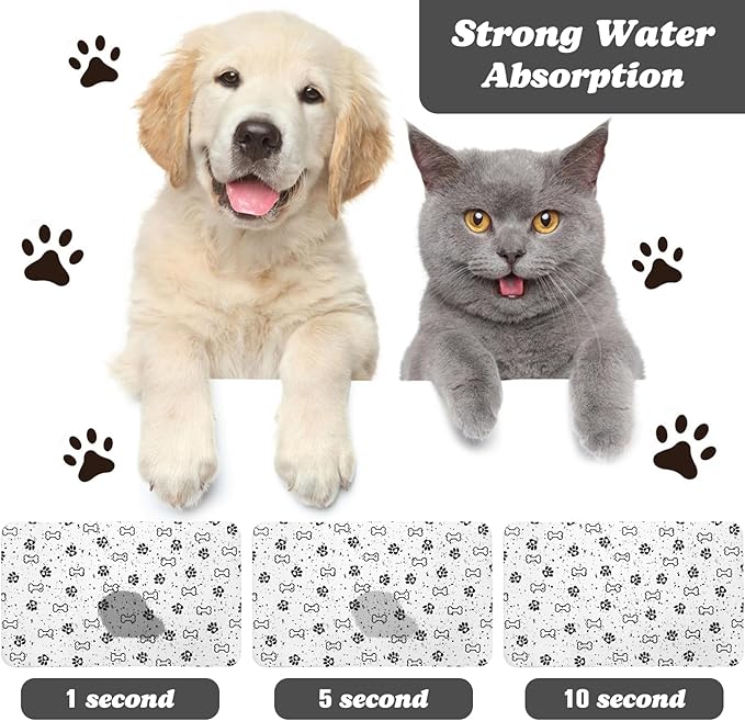 Dog Food Mats,Cat Absorbent Water Bowl Feeding Mats Pet Placemats for Food and Water Spot 17 * 30 inch