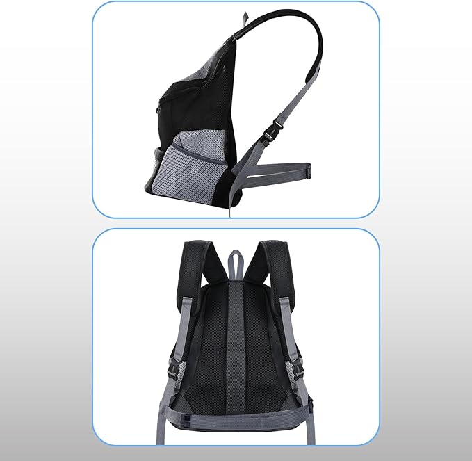Pomodee Adjustable Pet Dog Carrier Backpack,Ventilated Breathable Pet Carrier for Small Dogs Cats,Cat Carrier Backpack with Safety Belt for Travel Hiking Outdoor,Max 14 lbs,Black