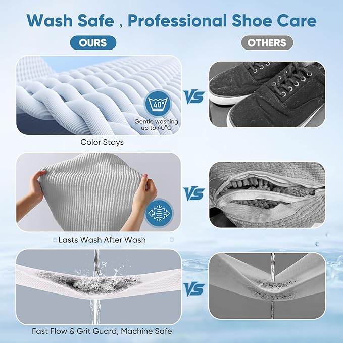 M-Better Shoe Washer Machine Bag 2Pack - Reusable Shoe Laundry Bag with Mesh Socks Washing Bag - 360°Deep Protective Cleaning Bags for Sneakers Delicate Footwear - Home Dorm Travel Essentials, Grey