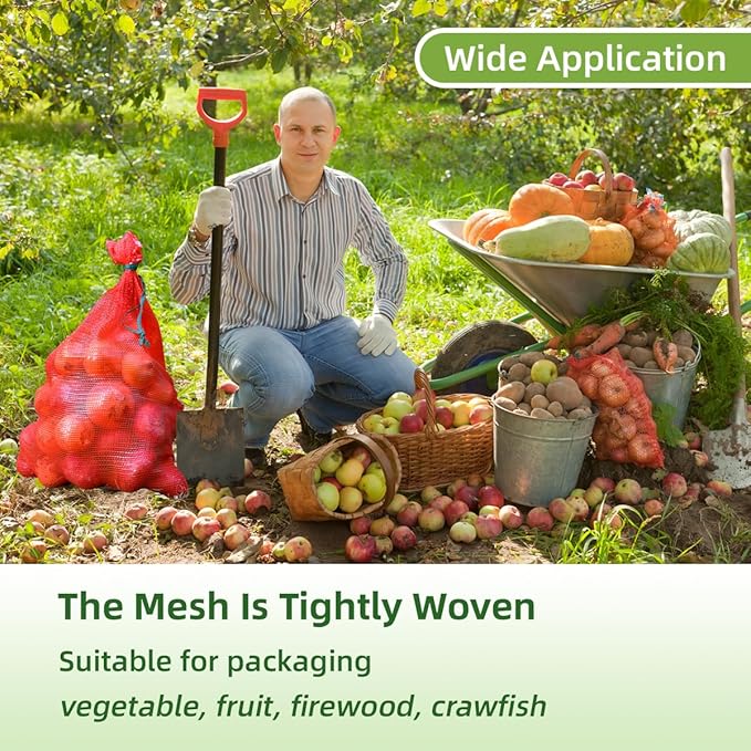 deebree 300pcs Extra Large Mesh Produce Bags 60 lbs Reusable Onion Sacks Vegetable Storage Bags Washable Net Bag 21” x 32” for Onion Potato Firewood Crawfish, Pack of 300