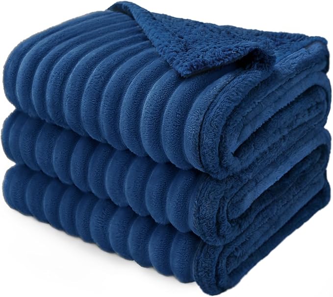 Luciphia Waterproof Dog Blanket for Medium Large Dogs Ultra-Soft Calming Cut Pile Flannel Throw Durable & Warm Furniture Protection for Couch Car Pet Blanket Machine Washable Deep Navy,M(57''x40'')