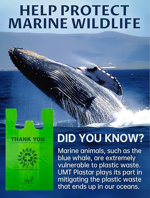 [200 per box],Recyclable Compostable Reusable Biodegradable Plastic T-Shirt Bags,Grocery Shopping Bags,Measures 11. 5" X 6. 25" X 21"( large size 1/6) , 16 Mic (0. 63 Mil)