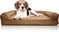 Furhaven Orthopedic Dog Bed for Medium/Small Dogs w/ Removable Bolsters & Washable Cover, For Dogs Up to 35 lbs - Quilted Sofa - Toasted Brown, Medium