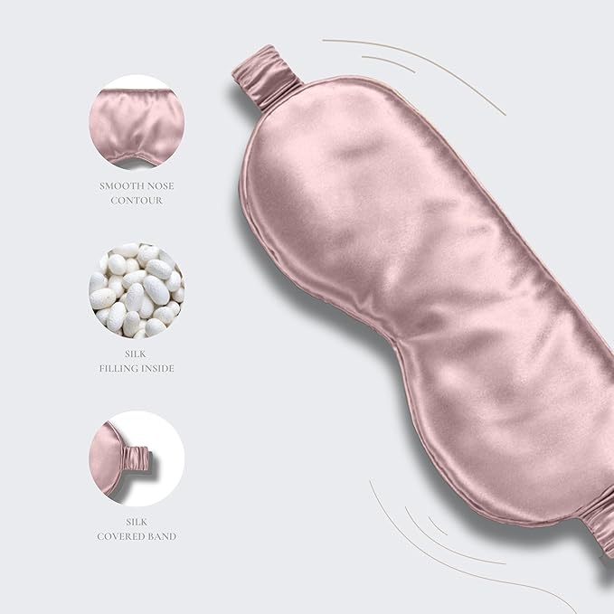Vénera Silk Sleep Mask - 100% Pure 22 Momme Mulberry Silk Eye Sleeping Mask for Women and Men - Blackout Eye Mask for Sleeping (Light Pink)