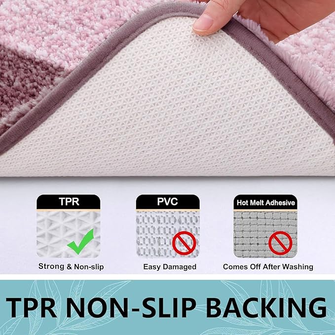 Arotive Microfiber Bathroom Rugs, Shaggy Soft and Absorbent Bath Rug, Non-Slip, Thick Plush Machine Washable Dry Bath Mats for Bathroom, Tub and Shower, 59x24, Mauve, Rectangular