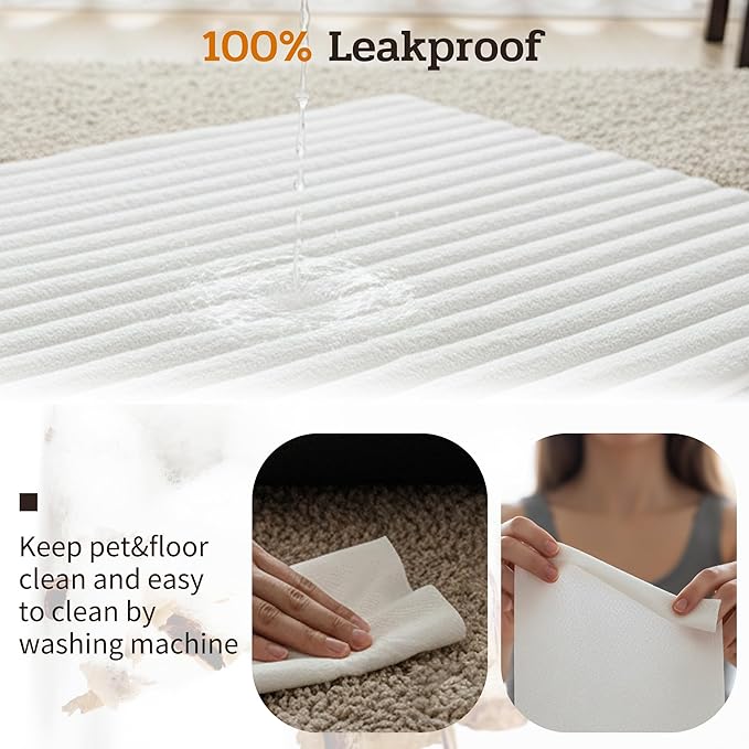 NWK Pack of 4 Fluffy Self Warming Cat Mat, Cat Blanket, Thermal Dog Mat, Washable, Non-Slip Bottom for Sofa & Crate & Kennel & Car Seat (Creamy White, Small (19'' X 15'' X 0.7''))