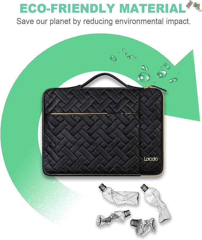 Lacdo 360° Protective Laptop Sleeve Case for 16 inch New MacBook Pro M4/M3/M2/M1 Pro/Max A3403 A3186 A2991 A2780 A2485 A2141 2024-2019, 15 inch Surface Laptop 7th Copilot+PC Computer Bag,Elegant Black