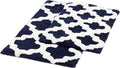 C23 Luxury Trellis Bath Rug Set of 2 (Navy Blue & White) 20"x32" & 16"x24" | 2200 GSM Ultra-Thick High-Density Plush | Decorative Non-Slip Bathroom Mats | Hotel Quality, Machine Washable