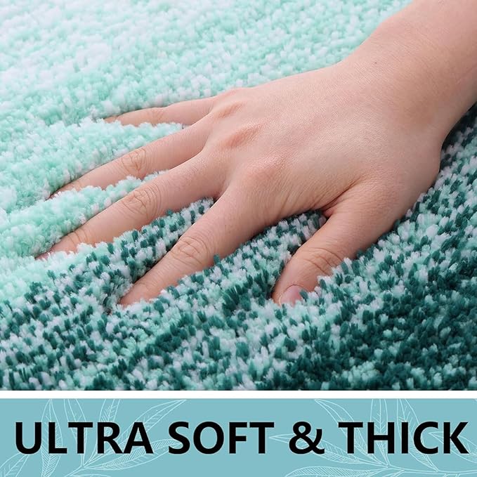Arotive Microfiber Bathroom Rugs, Shaggy Soft and Absorbent Bath Rug, Non-Slip, Thick Plush Machine Washable Dry Bath Mats for Bathroom, Tub and Shower, 44x24, Dark Green, Rectangular