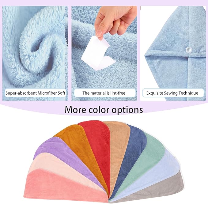 AGKXHDEC 2 Packs Single Layer Microfiber Hair Turbans - Drying Wrap for Women (Blue,Light Green)