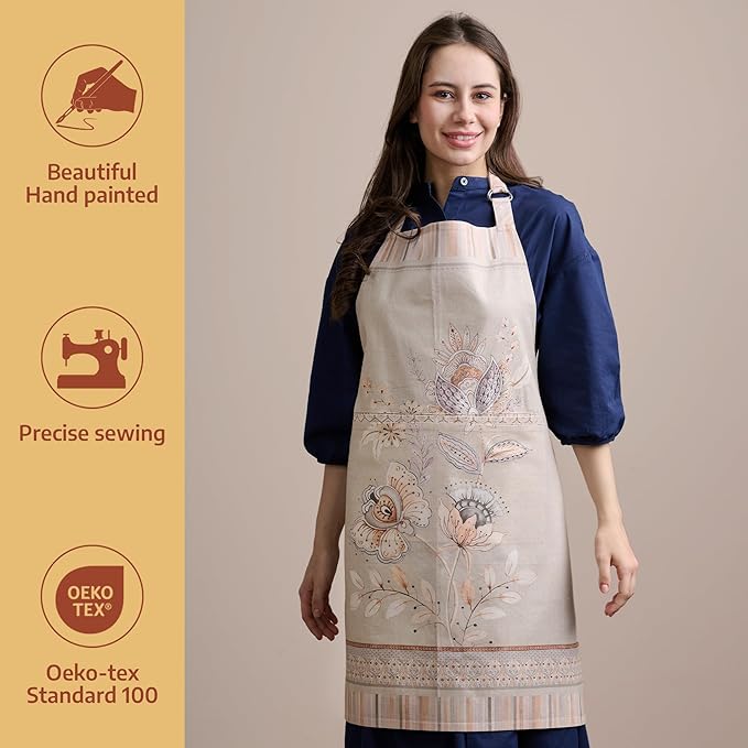 Maison d' Hermine 100% Cotton Apron for women with Pocket Kitchen Chef Apron for Men Cooking Gardening Server Waitress