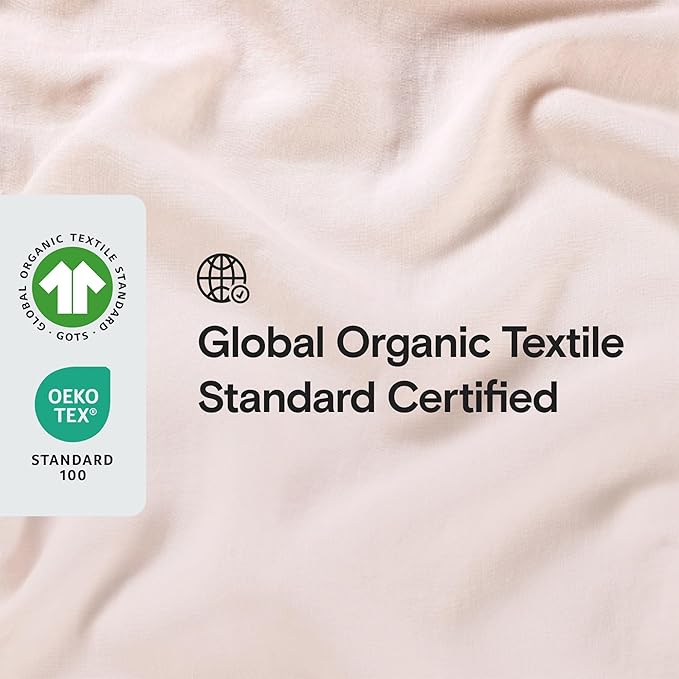 Sijo Stone Washed Organic French Linen Bed Sheet Set, GOTS Certified Organic, Best Cooling Linen Sheet Award by Sleep Foundation, 3 Piece - 2 Pillowcases and 1 Fitted Sheet (Blush, Queen)