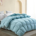 SNOWMAN Premium Down Comforter Queen Size, Luxurious All Season Duvet Insert with Cotton Blended Fabric, 3D Baffle Box Design Hotel Bedding Comforter (Blue,90"x90")