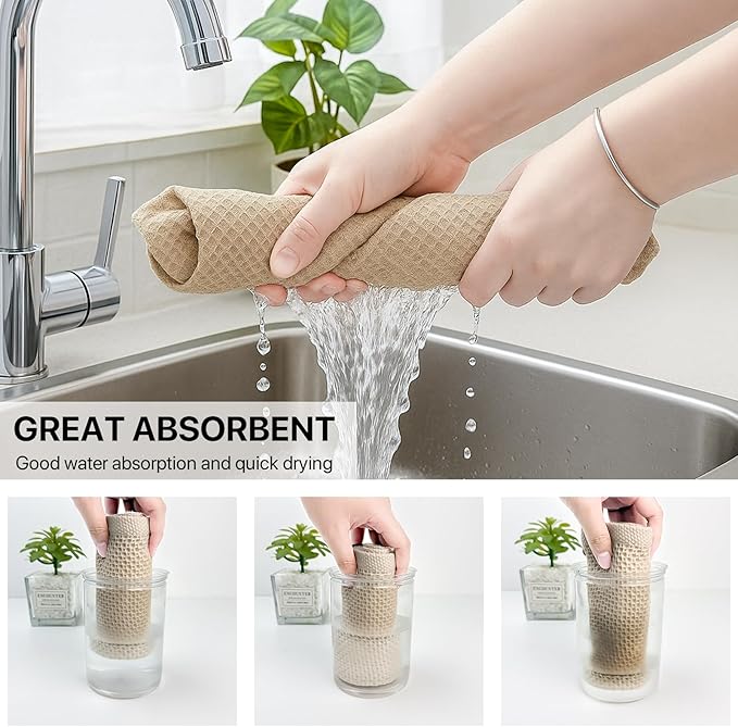 FreeNook 100% Cotton Waffle Weave Kitchen Towels, 6 Pack Dish Cloths for Washing Dishes, Ultra Soft Absorbent Dish Towels, Quick Drying Kitchen Rags, 12x12 Inches, Mixed Color