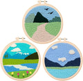 Cheloment 3 Sets Punch Needle Kits for Beginners,Includes Needles,Pattern Fabric,Yarns and Hoops, Needle Punch Kits for Adults&Kids,Easy to Learn,Stress Relief,Great for Home Decor