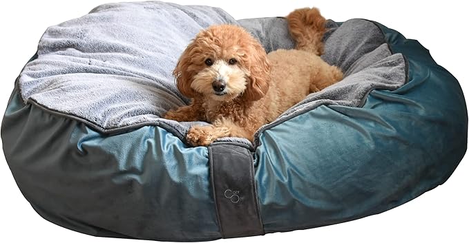 COZY ONE - MIA Collection-DEEP Comfort - Ultra-deep Orthopedic Pet Beds with Non-Slip Bottom, Removable and Washable Velvet Cover, Made in USA, Blue/XL, 42x36x12 Inch