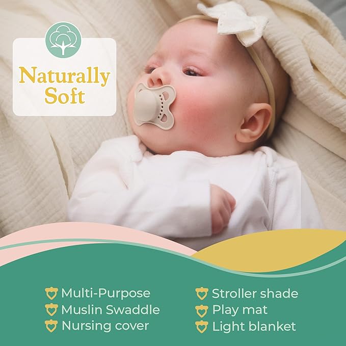 Sweet Acorn Muslin Swaddle Blanket – Soft Cotton Muslin Baby Blanket for Newborns, Infants, and Toddlers, All-Season Comfort Baby Essential - Green, Blue, White