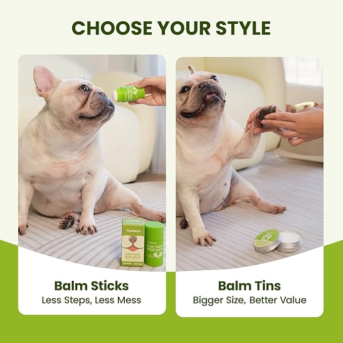 (2.1 oz*2) Lick-Safe Dog Paw & Nose Balm with Coconut Oil | Winter Road Salt & Cold Pavement Protector | All-Natural Moisturizer & Soother for Dry, Cracked Pads & Snout, Nose Butter for Bulldogs