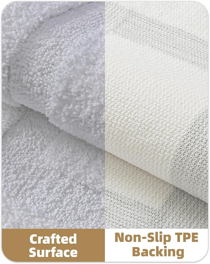 Color&Geometry Bathroom Rugs, Water Absorbent and Quick Dry Microfiber Bath Rugs-16"x24", Non-Slip, Machine Washable, Extra Soft Plush Bath Mats for Bathroom, Laundry Room, White