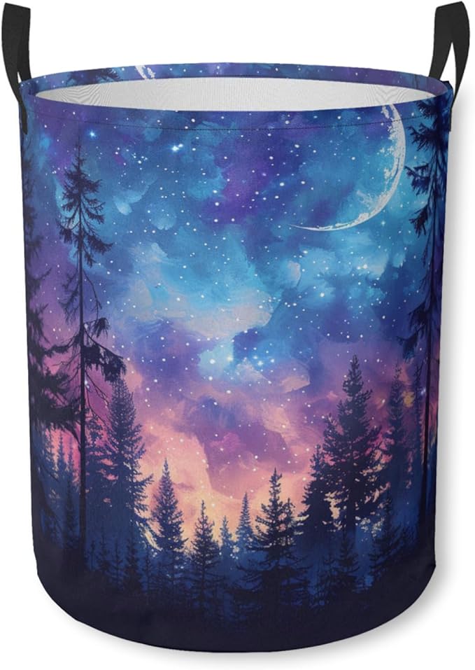 Laundry Basket Forest Galaxy Collapsible Laundry Hamper with Handles Clothes Storage Bin for Household Bedroom Bathroom College Dorms