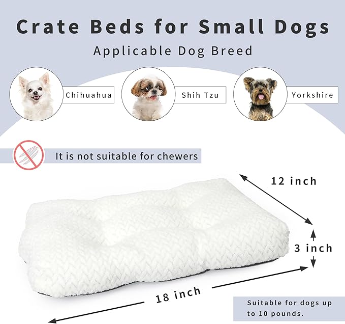Necesitar 18 inch Dog Crate Bed Dog Mats for Sleeping,Up to 10 lbs Fluffy White Puppy Pad XXS
