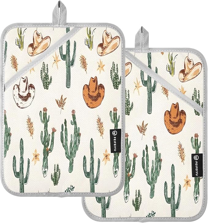 Pot Holders Set of 2 Cactus Hot Pads for Kitchen Heat Resistant Potholders Sets for Kitchen and Baking 7x9.8in