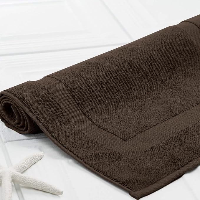 RIVERSIDE Bath Mat Set of 2 - Brown Bath Mats 21x34 Inches, Not a Bathroom Rug, 100% Ring Spun Cotton, Super Soft & Highly Absorbent Bathroom Floor Mats